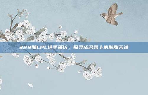 329期LPL选手采访，探寻成名路上的酸甜苦辣