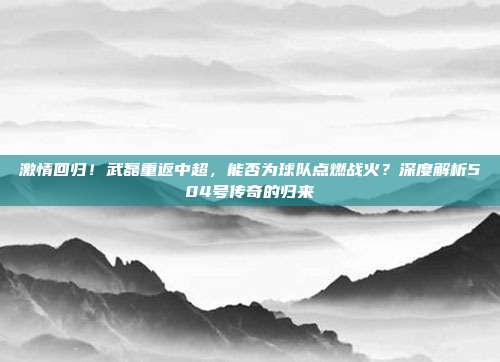 激情回归！武磊重返中超，能否为球队点燃战火？深度解析504号传奇的归来